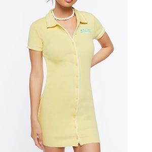 Yellow ribbed Malibu Polo mini dress